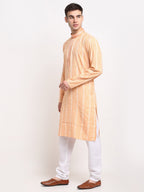 Jompers Men's Woven Kurta Pajama - Orange | Grocsy