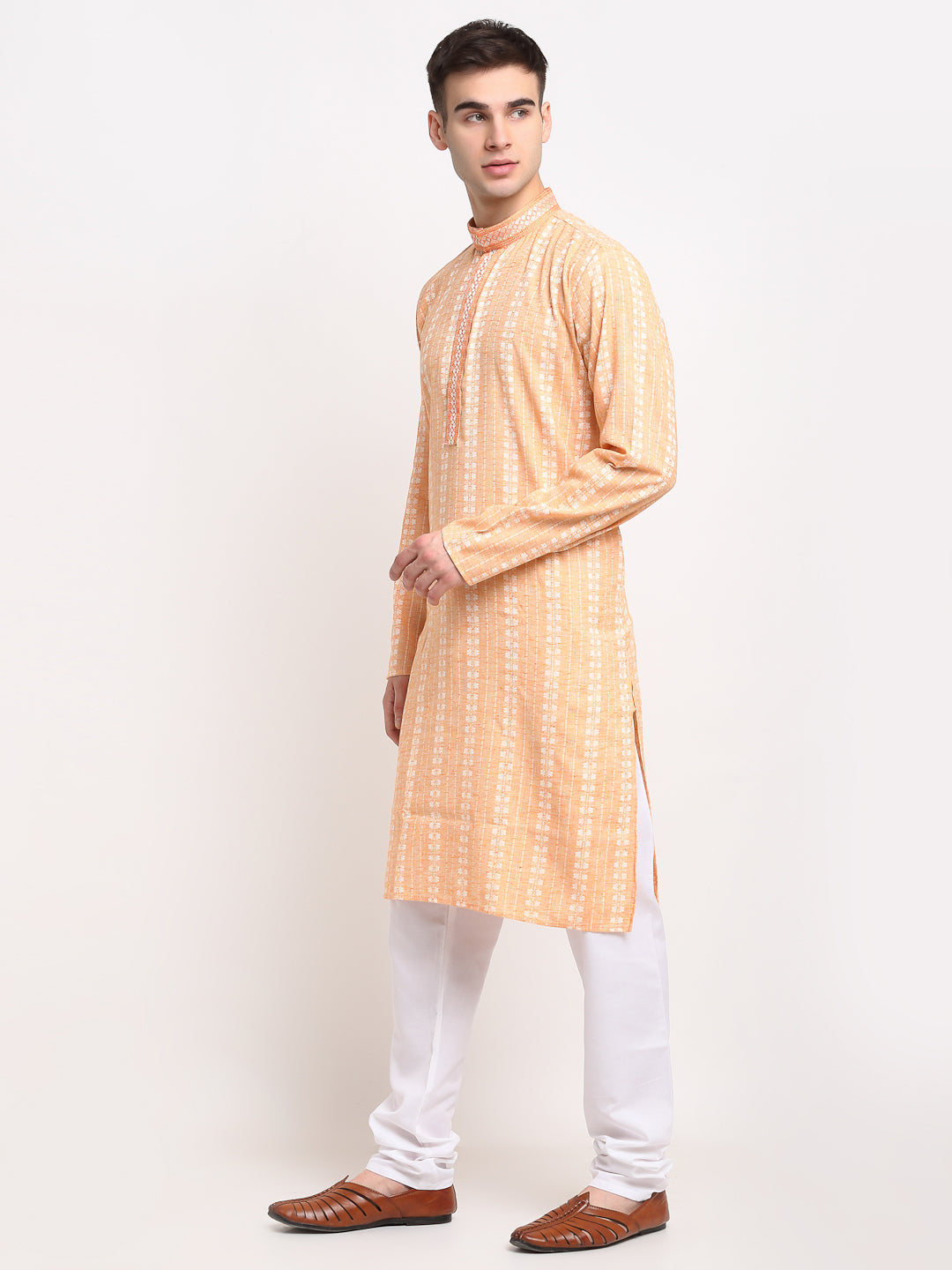 Jompers Men's Woven Kurta Pajama - Orange | Grocsy