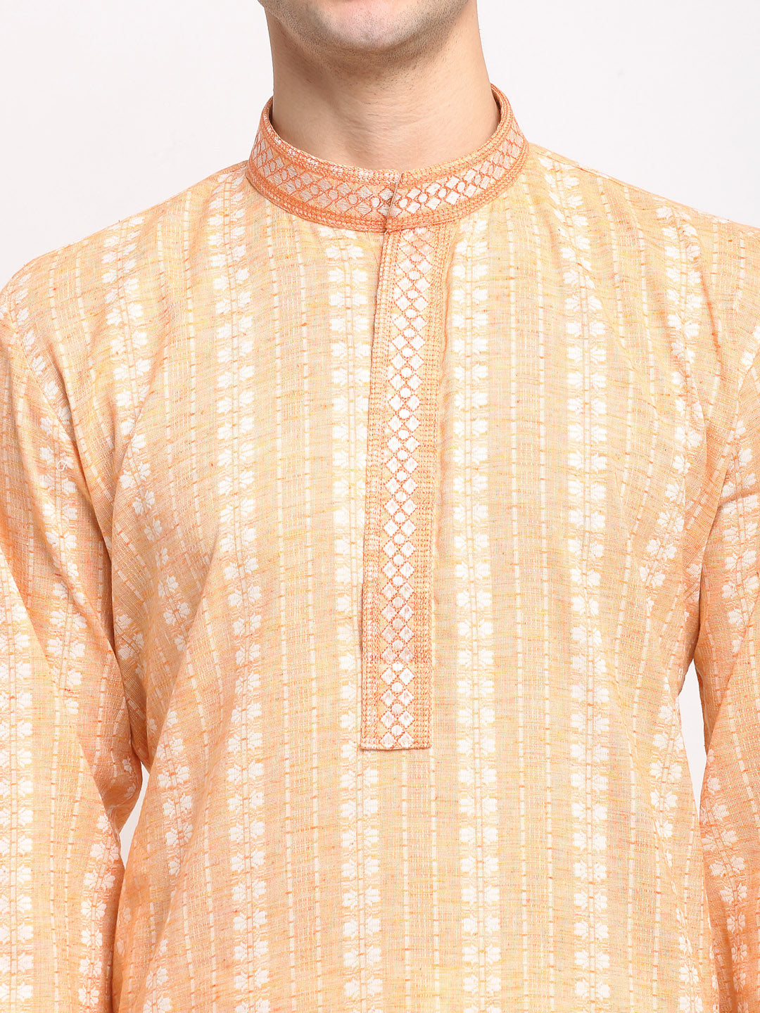Jompers Men's Woven Kurta Pajama - Orange | Grocsy