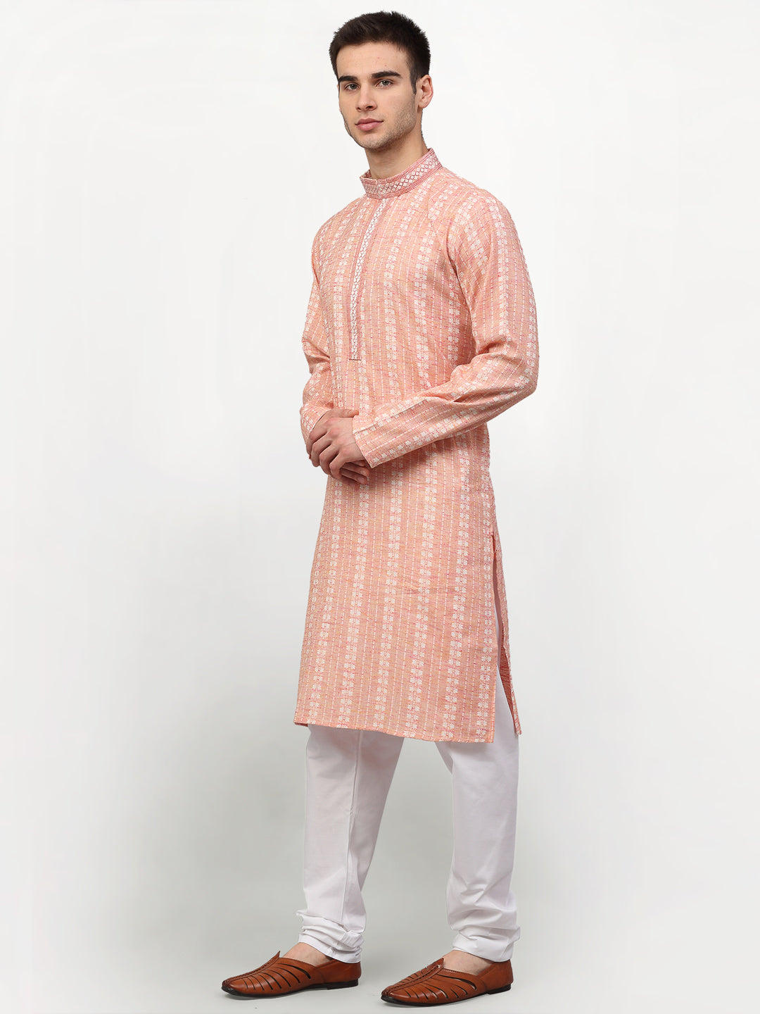 Jompers Men's Pink Woven Kurta Pajama | Grocsy