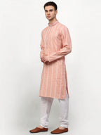 Jompers Men's Pink Woven Kurta Only | Grocsy