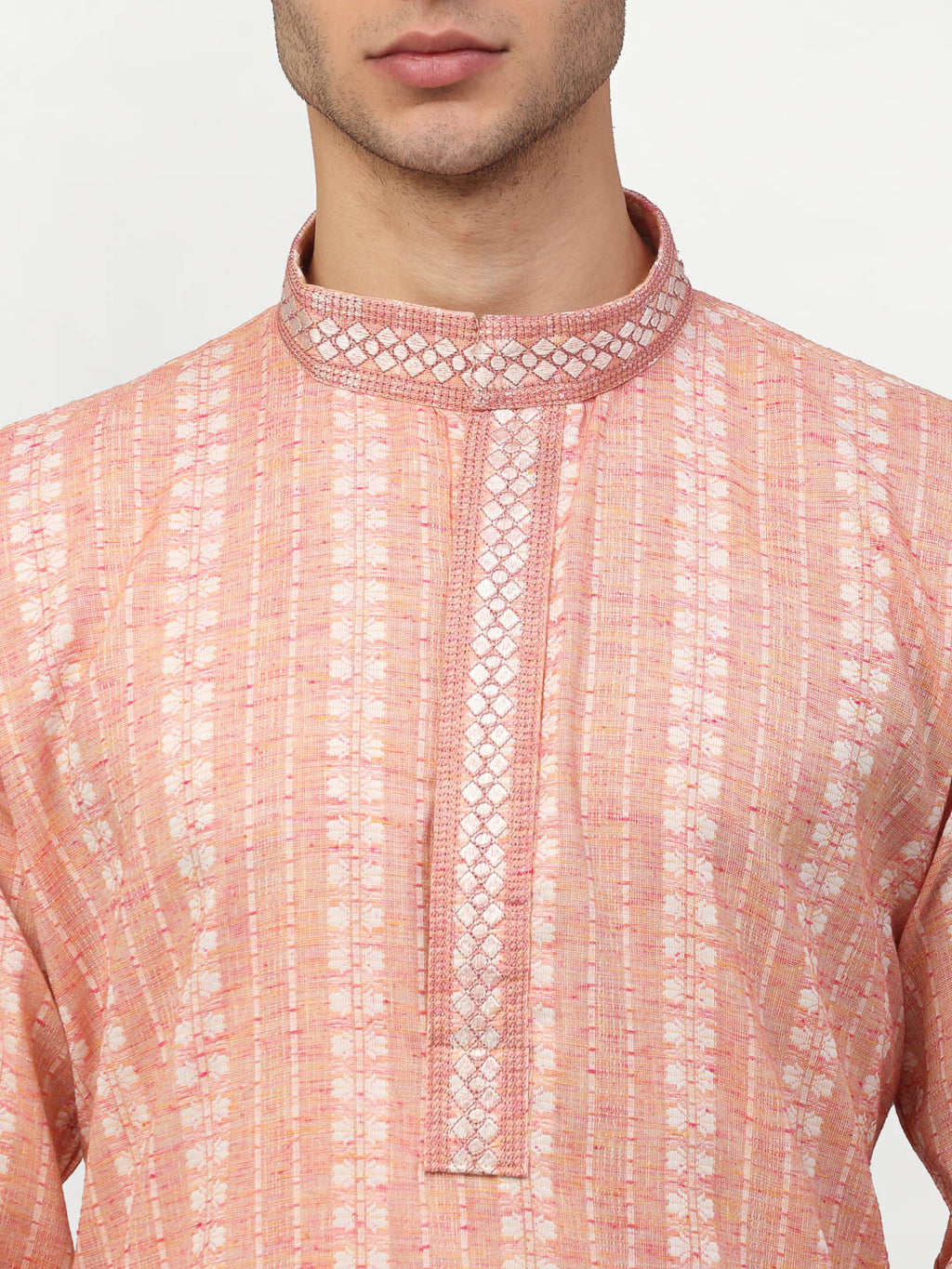 Jompers Men's Pink Woven Kurta Only | Grocsy