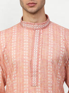 Jompers Men's Pink Woven Kurta Only | Grocsy