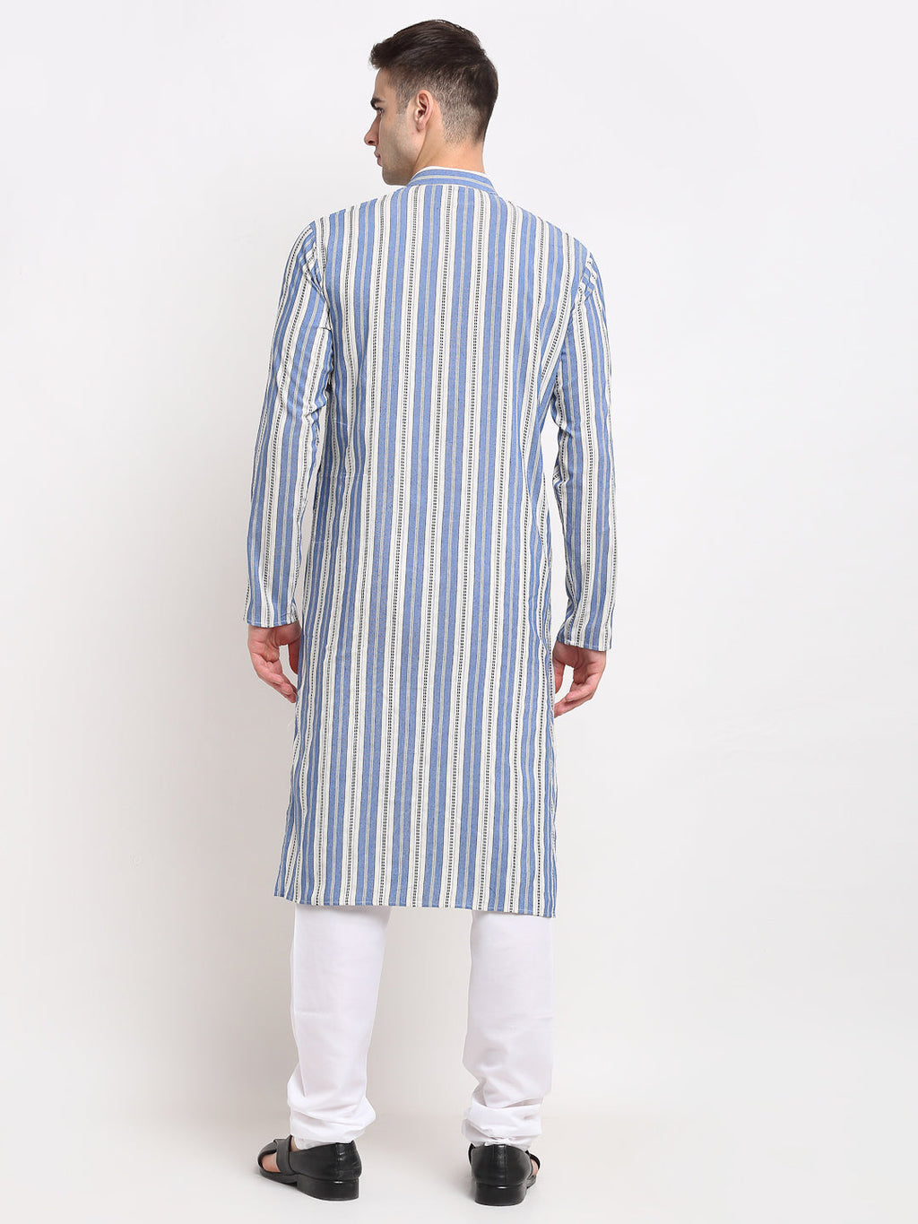 Jompers Men's Blue Cotton Striped Kurta Only | Grocsy