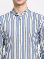 Jompers Men's Blue Cotton Striped Kurta Only | Grocsy