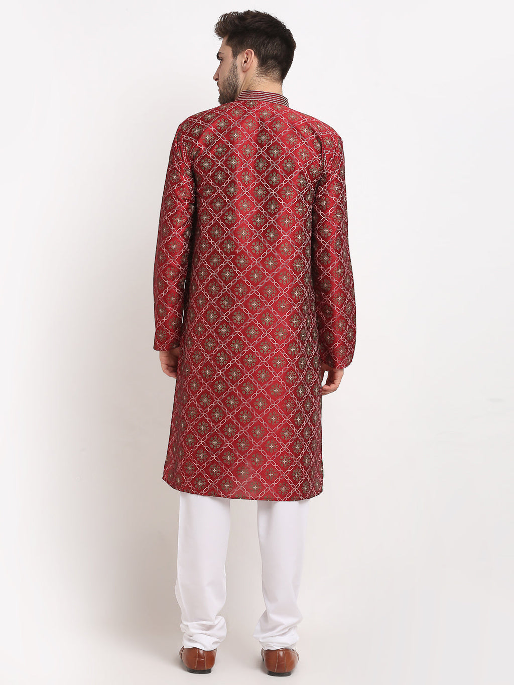 Jompers Men's Maroon Woven Kurta Payjama Sets | Grocsy