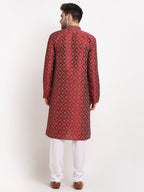 Jompers Men's Maroon Woven Kurta Only | Grocsy