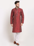 Jompers Men's Maroon Woven Kurta Payjama Sets | Grocsy