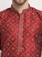 Jompers Men's Maroon Woven Kurta Only | Grocsy