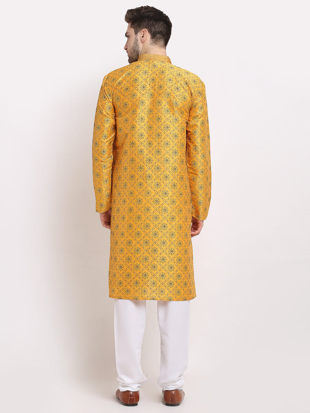 Jompers Men's Mustard Woven Kurta Payjama Sets | Grocsy