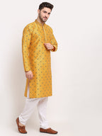 Jompers Men's Mustard Woven Kurta Payjama Sets | Grocsy