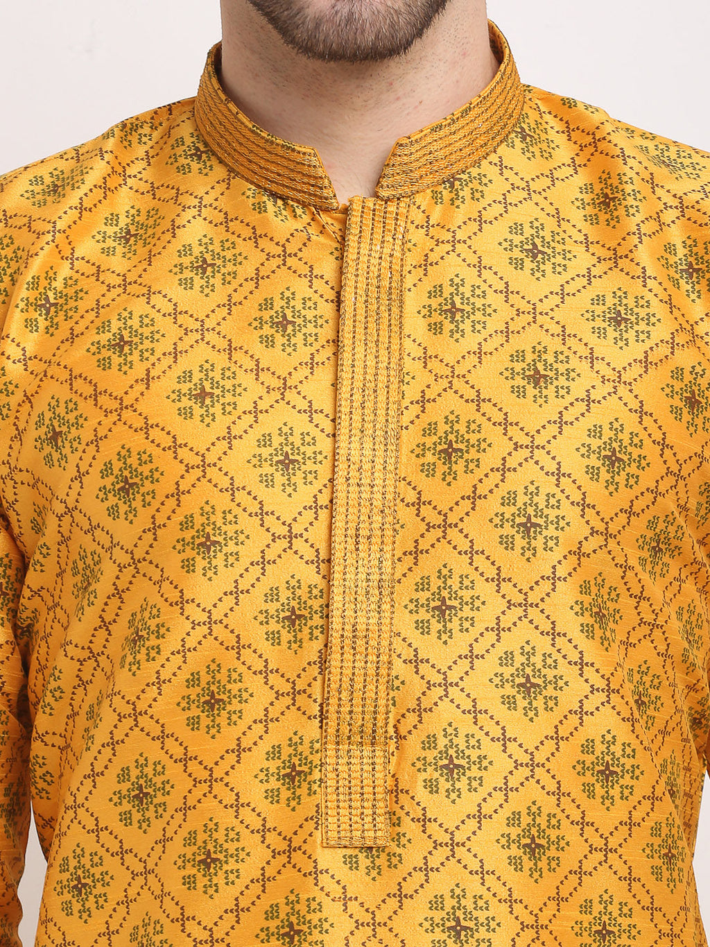 Jompers Men's Mustard Woven Kurta Payjama Sets | Grocsy