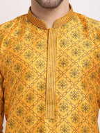 Jompers Men's Mustard Woven Kurta Payjama Sets | Grocsy