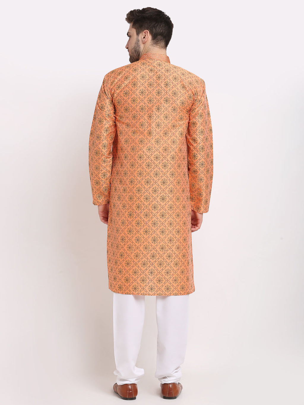 Jompers Men's Orange Woven Kurta Payjama Sets | Grocsy