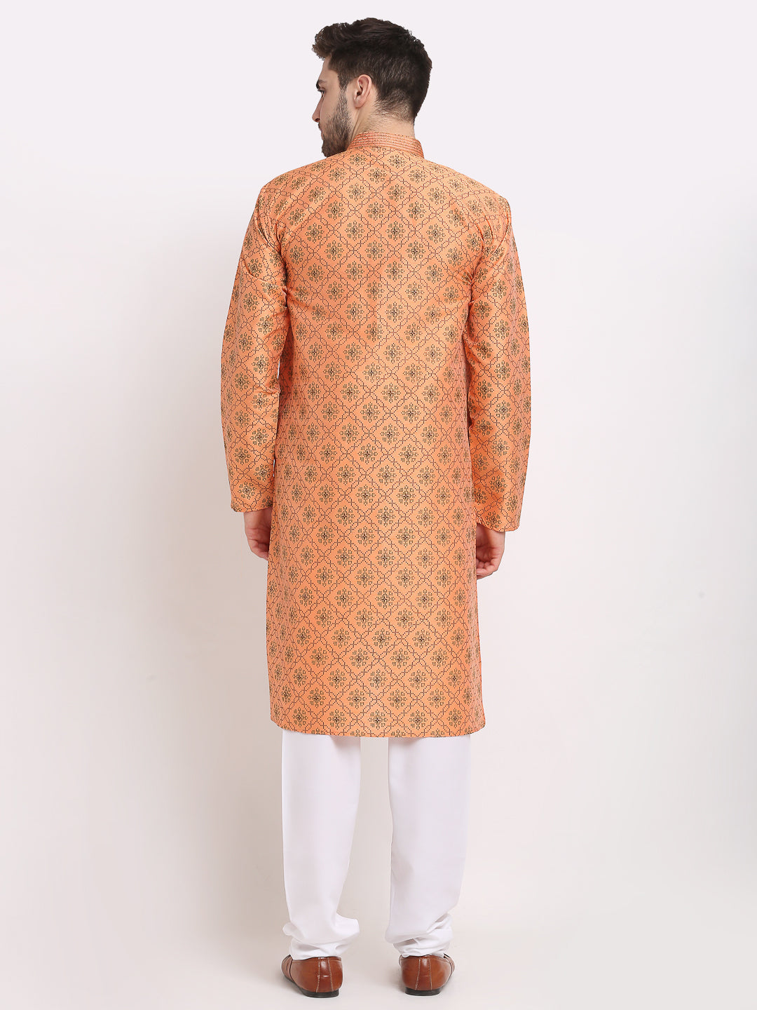 Jompers Men's Orange Woven Kurta Payjama Sets | Grocsy