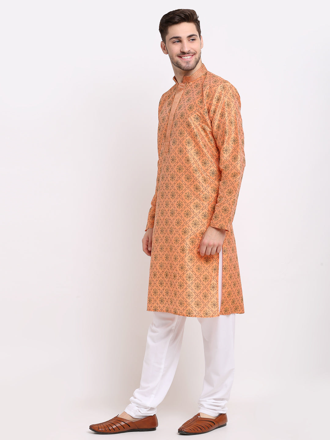 Jompers Men's Orange Woven Kurta Payjama Sets | Grocsy