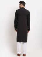 Jompers Men's Black Printed Mirror Kurta Payjama Sets | Grocsy