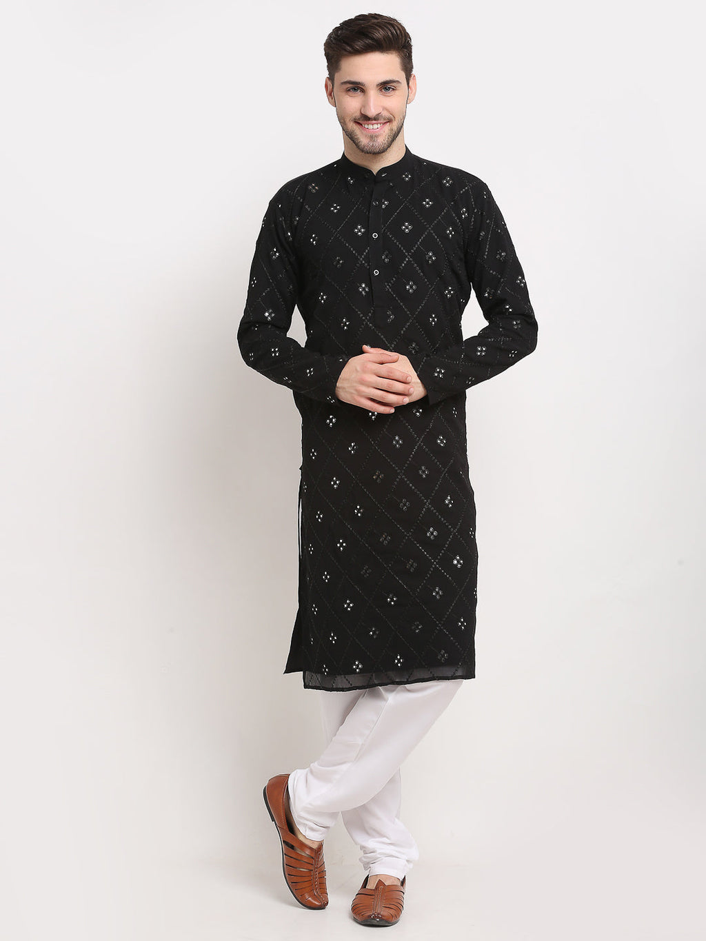 Jompers Men's Black Printed Mirror Kurta Only | Grocsy