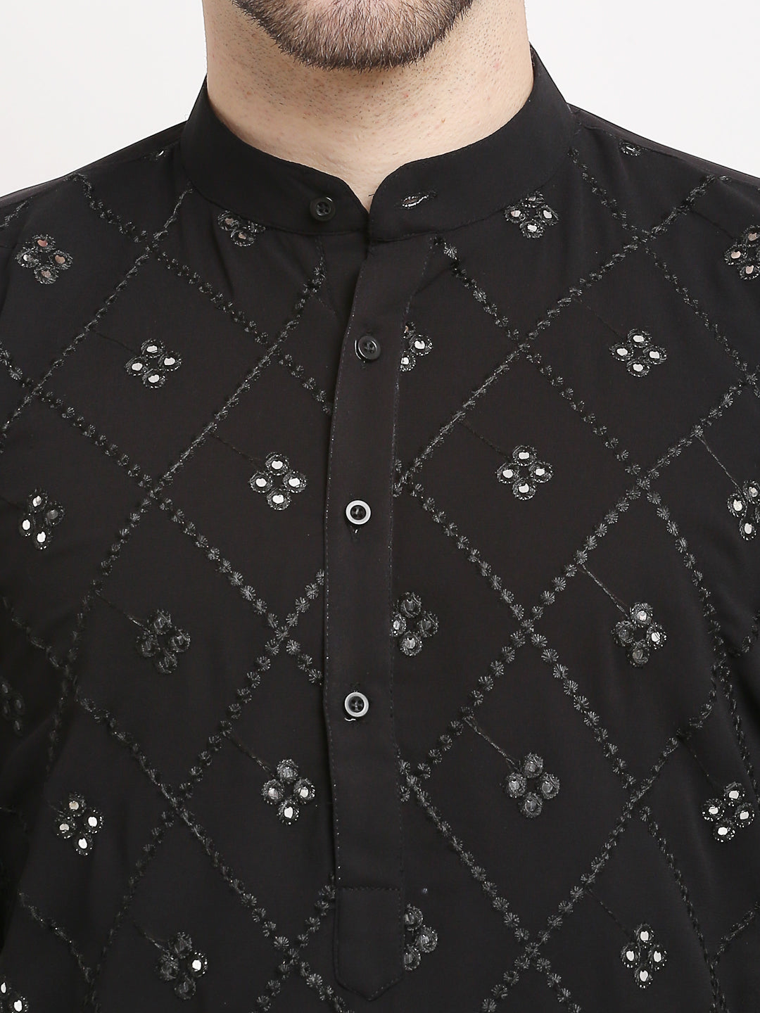 Jompers Men's Black Printed Mirror Kurta Only | Grocsy