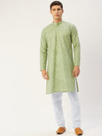 Jompers Men's Pista Embroidered Mirror Work Kurta Only | Grocsy
