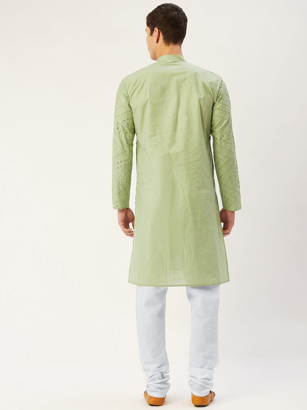 Jompers Men's Pista Embroidered Mirror Work Kurta Only | Grocsy