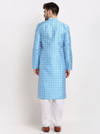 Jompers Men's Sky Dupion Ikkat Kurta Payjama Sets | Grocsy