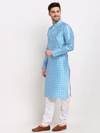 Jompers Men's Sky Dupion Ikkat Kurta Payjama Sets | Grocsy