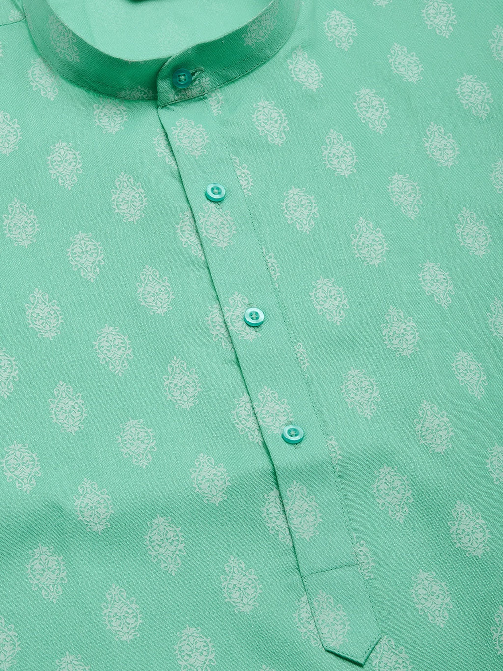 Jompers Men's Green Cotton Floral Printed kurta Pyjama Set | Grocsy