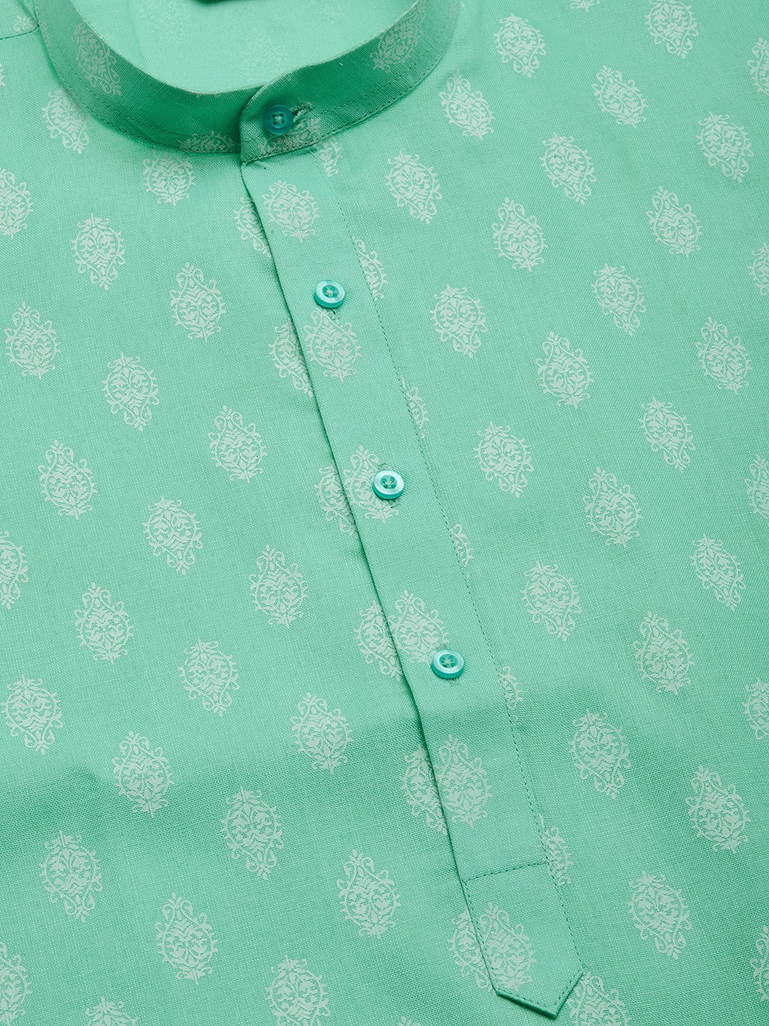 Jompers Men's Green Cotton Floral Printed kurta Pyjama Set | Grocsy