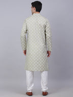 Jompers Men's Cotton Floral printed kurta Pyjama Set - Grey | Grocsy