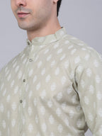 Jompers Men's Cotton Floral printed kurta Pyjama Set - Grey | Grocsy