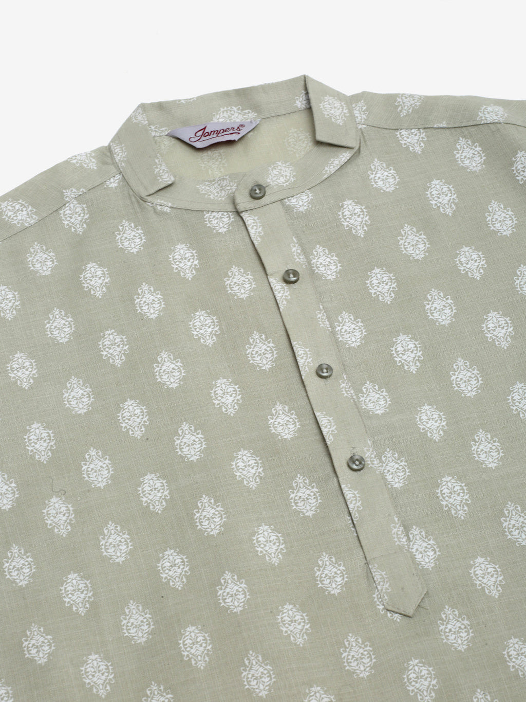 Jompers Men's Cotton Floral printed kurta Pyjama Set - Grey | Grocsy