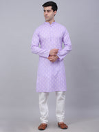 Jompers Men's Cotton Floral printed kurta Pyjama Set - Purple | Grocsy