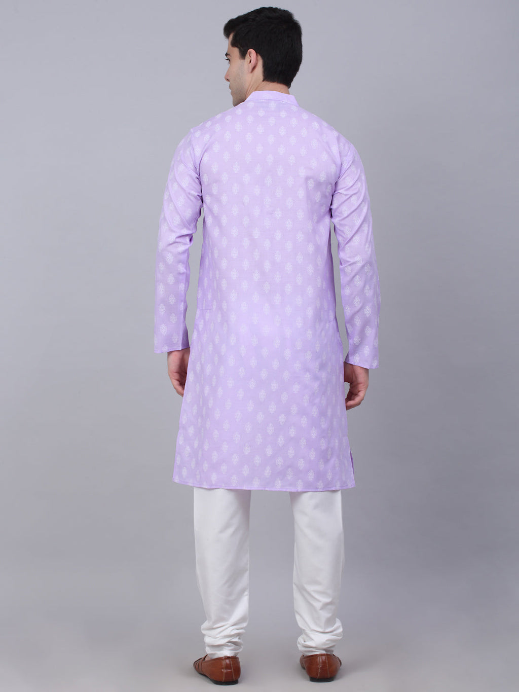 Jompers Men's Cotton Floral printed kurta Pyjama Set - Purple | Grocsy
