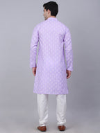 Jompers Men's Cotton Floral printed kurta Pyjama Set - Purple | Grocsy