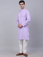 Jompers Men's Cotton Floral printed kurta Pyjama Set - Purple | Grocsy