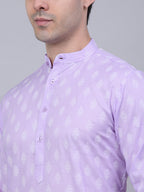 Jompers Men's Cotton Floral printed kurta Pyjama Set - Purple | Grocsy