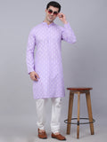 Jompers Men's Cotton Floral printed kurta Pyjama Set - Purple | Grocsy