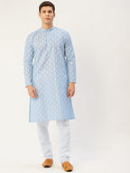 Jompers Men's Sky Cotton Floral printed kurta Only | Grocsy