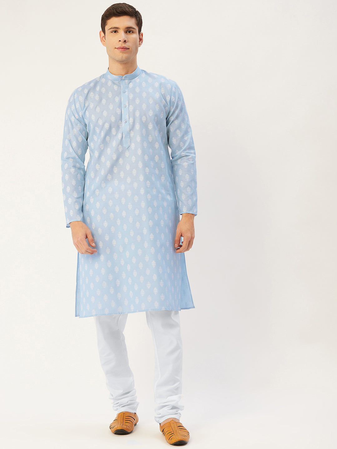 Jompers Men's Sky Cotton Floral printed kurta Only | Grocsy