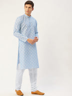 Jompers Men's Sky Cotton Floral printed kurta Only | Grocsy