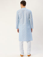 Jompers Men's Sky Cotton Floral printed kurta Only | Grocsy