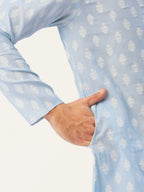 Jompers Men's Sky Cotton Floral printed kurta Only | Grocsy