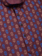 Jompers Men's Maroon Cotton Ikat printed kurta Pyjama Set | Grocsy