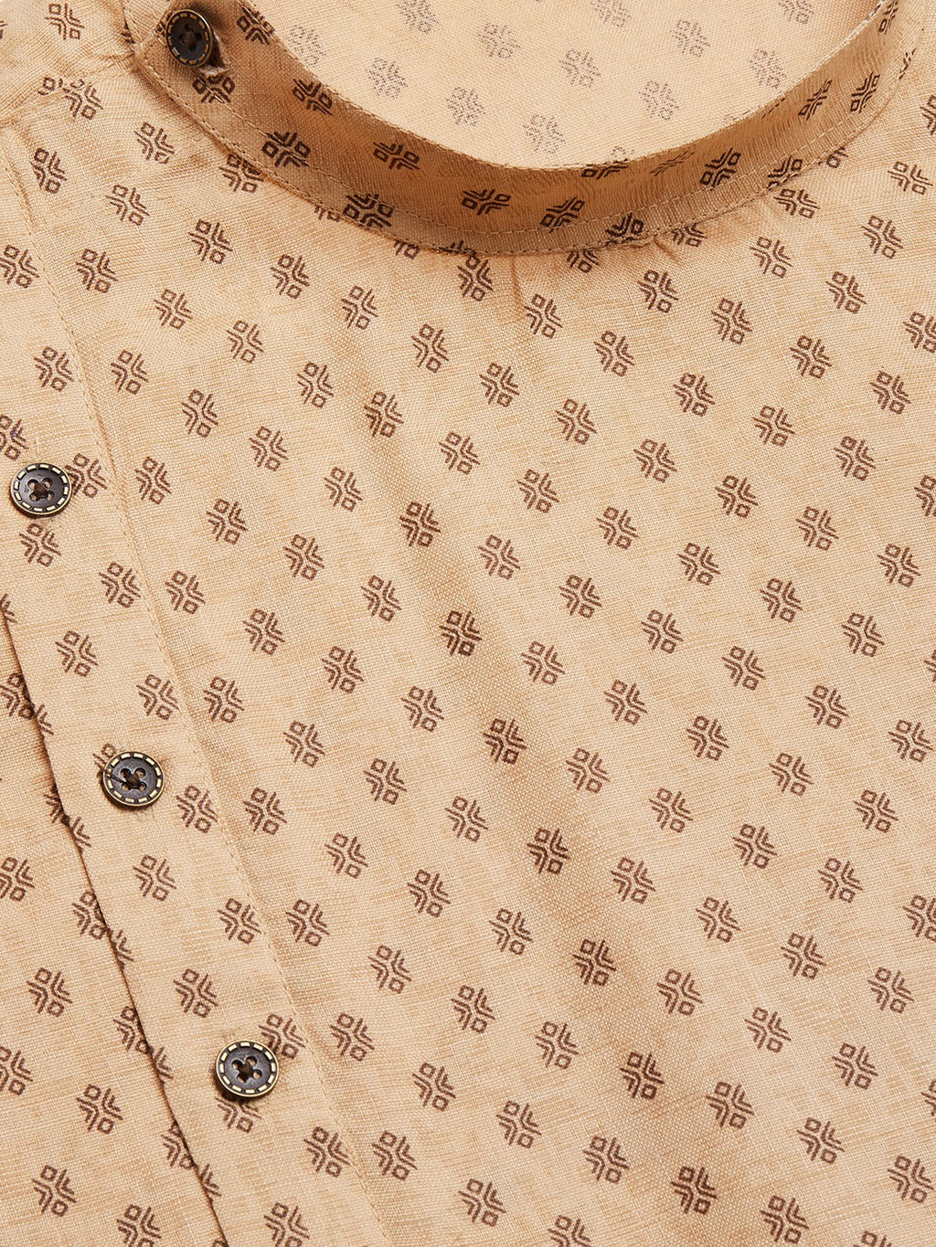 Jompers Men's Beige Cotton printed kurta Pyjama Set | Grocsy