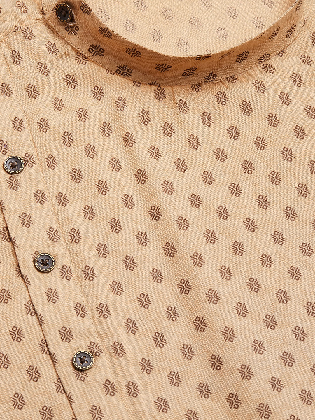 Jompers Men's Beige Cotton printed kurta Pyjama Set | Grocsy