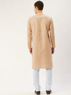 Jompers Men's Beautiful Beige Cotton printed kurta Only | Grocsy