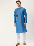 Jompers Men's Blue Cotton printed kurta Only | Grocsy