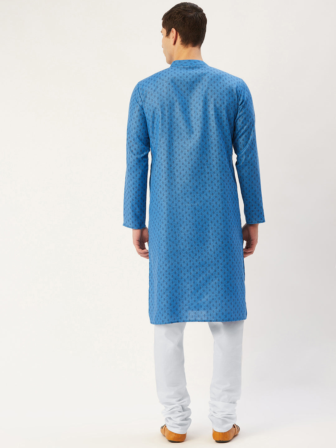 Jompers Men's Blue Cotton printed kurta Pyjama Set | Grocsy