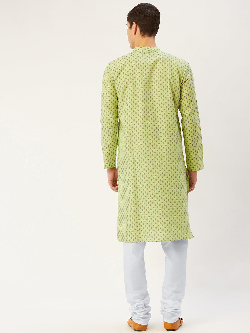 Jompers Men's Green Cotton printed kurta Pyjama Set | Grocsy